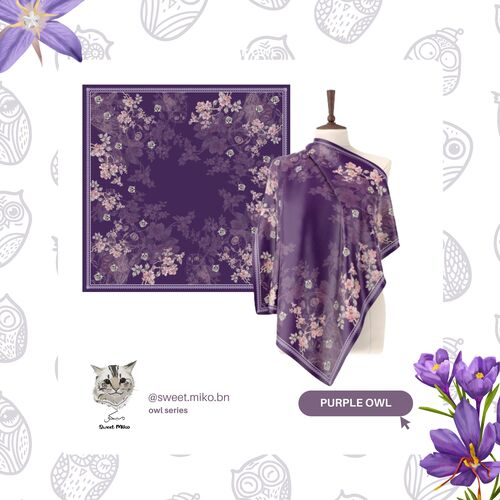 Purple Owl Sweet Miko Tudung