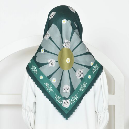 Emerald Green Sunflower Sweet Miko Tudung