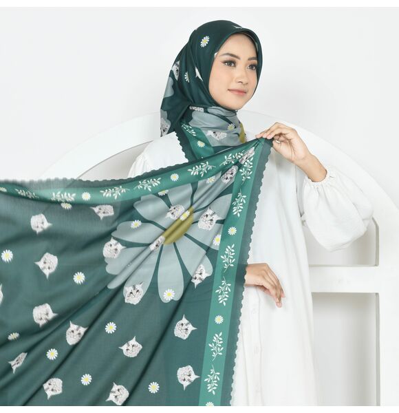 Emerald Green Sunflower Sweet Miko Tudung