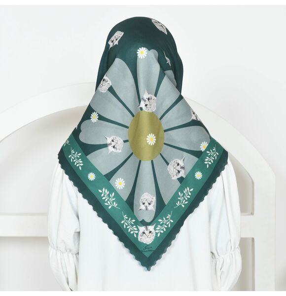 Emerald Green Sunflower Sweet Miko Tudung